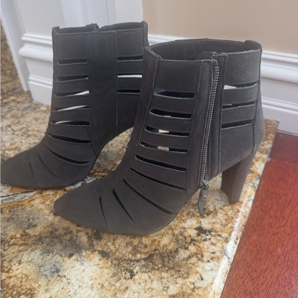 Stuart Weitzman Black Cutout Heeled Boots